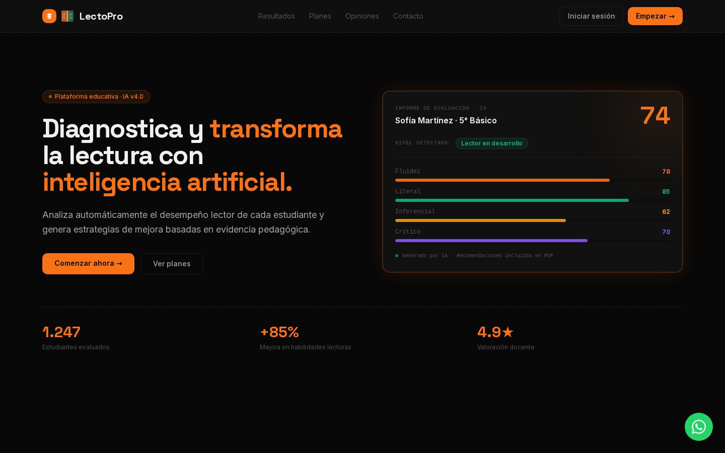 Screenshot of the LectoPro website